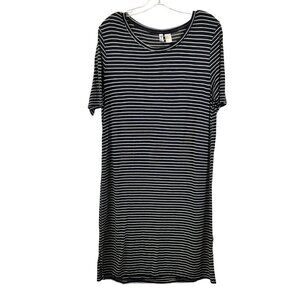H&M Womens Short Sleeve Round Neck Navy/White Striped Shift Dress S